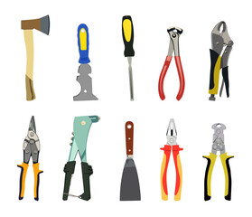 Hand tool set. Collection of equipment for repair