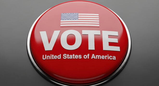 Red button urging citizens to vote.