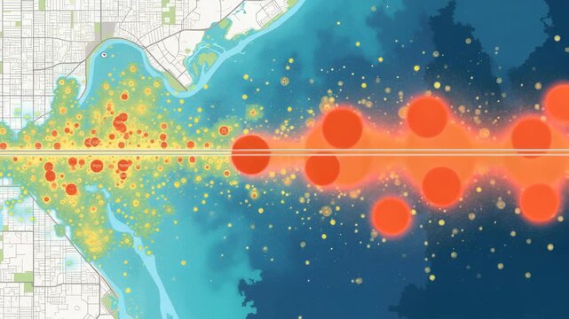 Urban planner assessing air pollution city effects with data overlays of PM2.5 concentrations and traffic density in metropolitan corridor in  Photo Stock  Concept  and empty space on the left side