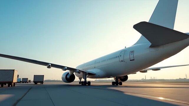 Airplane cargo planning with logistics optimization to ensure timely and safe loading of international cargo shipments across multiple continents in  Photo Stock  Concept  and empty space on the left 