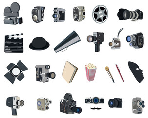 A diverse collection of cameras showcasing essential photography and videography equipment and concepts, ideal for modern multimedia and creative design projects