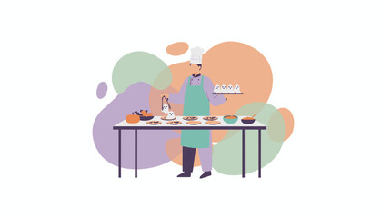 Professional chef making fun Halloweenthemed food for a party or event