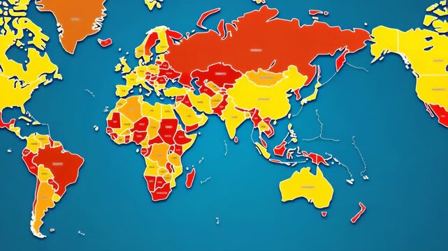Detailed interactive country trade map showcasing import and export volumes bilateral trade flows commodity categories color?coded geographical representation for analysis in  Photo Stock  Concept  an