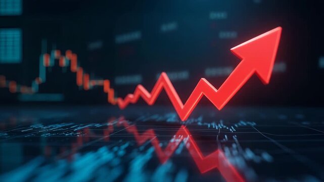 High?impact graphic of market drop visual showing red arrow plunging through stock chart overlayed on trading floor background in  Photo Stock  Concept  and empty space on the left side