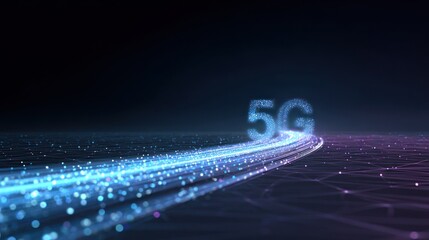 Futuristic Blue 5g Network Connection Data Streaming