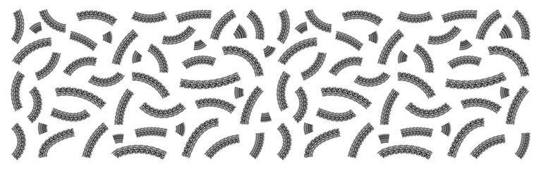 Monochrome Seamless Abstract Pattern of Grainy Curved Arch Shapes on White transparent Background