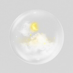 Night sky in bubble, weather graphic