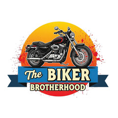 Motorcycle brotherhood logo with a vintage motorcycle isolated on transparent background