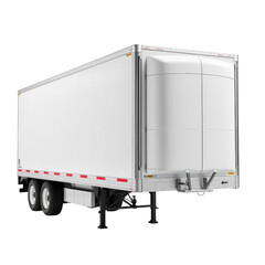 White cargo trailer parked on asphalt in daylight  