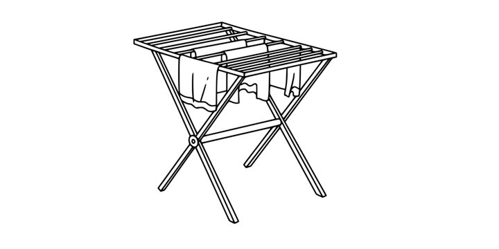 clothes drying rack, black and white clip art preview