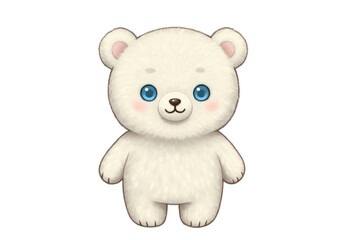 Isolated cute cartoon polar bear illustration art image for kids design projects