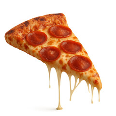 Delicious pepperoni pizza slice isolated on white background
