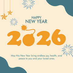 Playful Typography New Year 2026 Poster | Elegant and Fun Wall Art Print