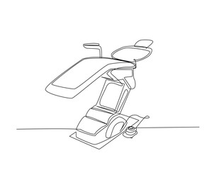 Dentist chair equipment outline illustration. Continuous line drawing of dentistry chair.