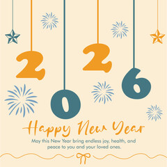 Hanging New Year 2026 Poster | Playful Typography Banner Wall Art