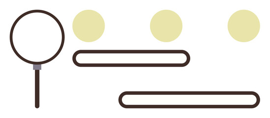 Magnifying glass next to interconnected lines and circles representing exploration, research, focus, clarity, connections. Ideal for analysis, search, discovery, investigation organization study