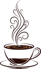 Elegant Coffee Cup with Swirling Steam Illustration.