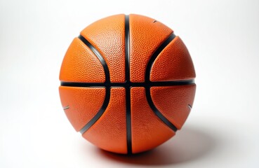 Fototapeta premium Orange basketball isolated on white background. Classic round sports equipment for playing court games, team competition, and athletic training.