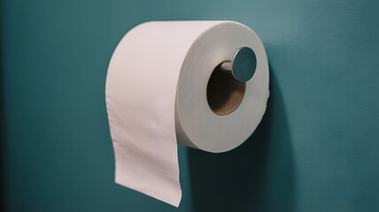 Fresh toilet paper roll on a modern holder, providing hygiene and cleanliness for bathroom needs