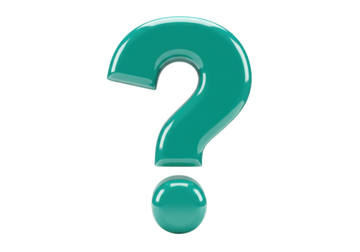 Isolated turquoise question mark 3D rendering uncertainty symbol sign query problem idea concept