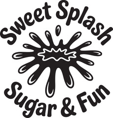 Fototapeta premium Religious Symbol Black ink splash with text Sweet Splash Sugar and Fun liquid white