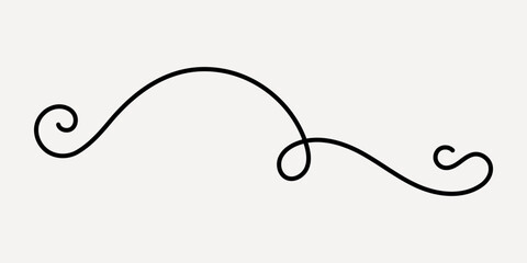 Elegant black decorative flourish design, hand drawn vector