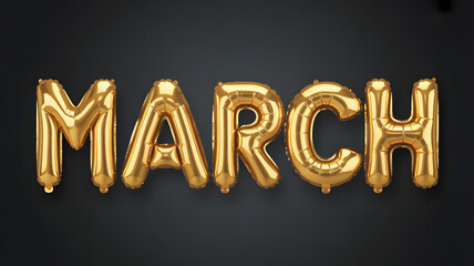 Golden March balloon letters announce spring's arrival and new beginnings joyfully
