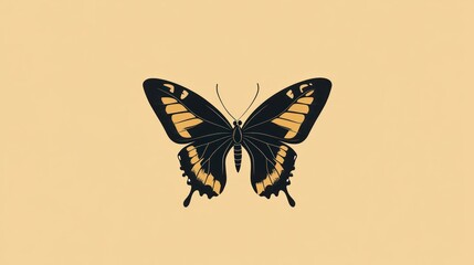 Elegant butterfly, minimalist style, on a beige background, for nature, art, and design projects
