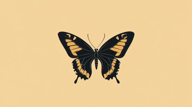 Elegant butterfly, minimalist style, on a beige background, for nature, art, and design projects