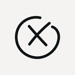 Fototapeta premium Minimalist black 'X' in a circle on a light, element vector