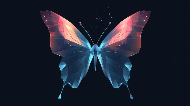 Geometric Butterfly, Abstract Design, Dark Background, Digital Art, Stock Image