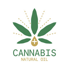 Modern Cannabis Natural Oil Logo Design | Minimal Green Hemp Leaf with Medical Drop Symbol for Organic CBD, Health, and Wellness Branding | Marijuana logo template | Cannabis leaf vector with drop