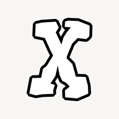 X letter, street graffiti English alphabet vector