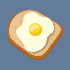 vector illustration of white bread with one egg on top