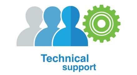 Technical support team with gear icon isolated on transparent background