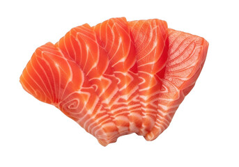 Fresh salmon slices close up food isolated on transparent background