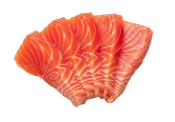 Fresh salmon slices close up food isolated on transparent background