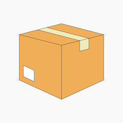Parcel box, flat object collage element vector