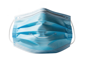 Medical procedure mask close up isolated on transparent background