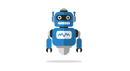 Illustration of a charming blue robot, designed in a cartoon style, ready for use in presentations