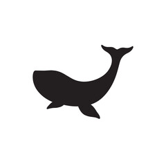 Black whale silhouette vector isolated on a white background. Simple marine animal design representing ocean life, elegance, and natural beauty in minimal style.