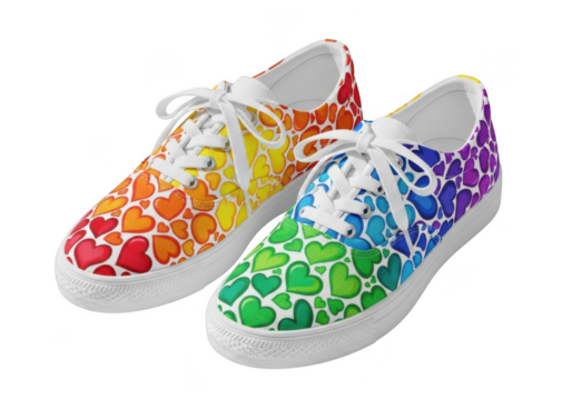 Colorful heart pattern shoes isolated on transparent background - Powered by Adobe