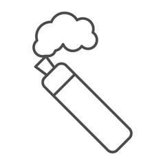 Vape device with steam thin line icon, vaping concept. Vector graphics. Vaping sign on white background, outline style icon for mobile or web design.