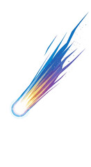 Fototapeta premium A vibrant comet streaks across a white background leaving a colorful trail.