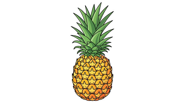 A whole pineapple with a green leafy crown and a textured yellow body.