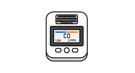 Carbon monoxide detector illustration for home safety monitoring with digital display
