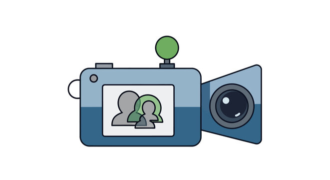 Stylized video camera illustration depicting connection and representation of content creators