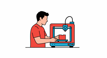 Young maker using 3d printer for prototyping and innovative design solutions at home