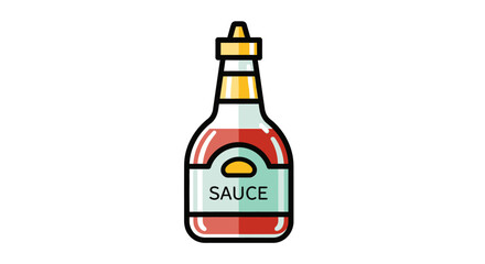 Colorful Icon Illustration of a Glass Sauce Bottle with a Retro Design Element