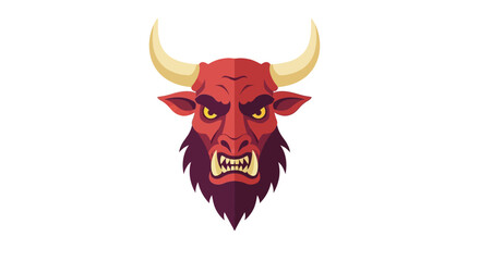 Menacing minimalist depiction of a furious red bull head on a stark white background